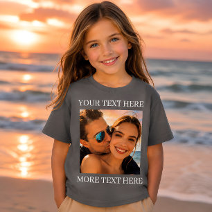 Personalised Photo and Text Smoke Grey T-Shirt