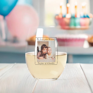 Personalised Photo And Text Stemless Wine Glass