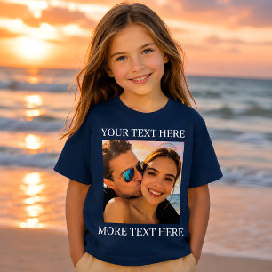 Personalised Photo and Text T-Shirt - Navy Blue