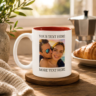 Personalised Photo and Text Two-Tone Coffee Mug
