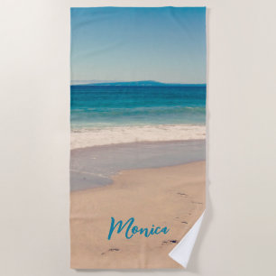 Personalised Photo Aqua Teal Beach Towel