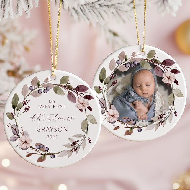 Personalised Photo Baby 1st Christmas Purple Ceramic Tree Decoration (Creator Uploaded)