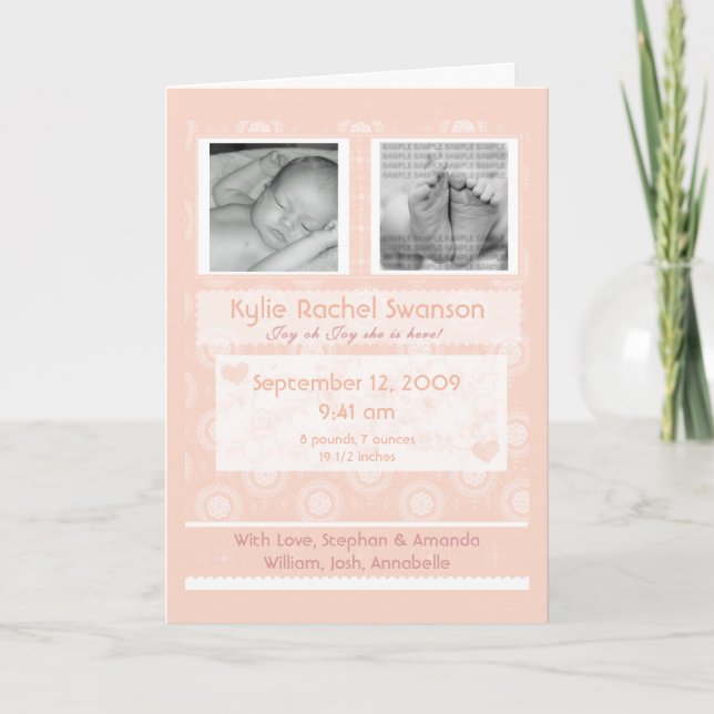Personalised Photo Baby Birth Announcement Card (Front)