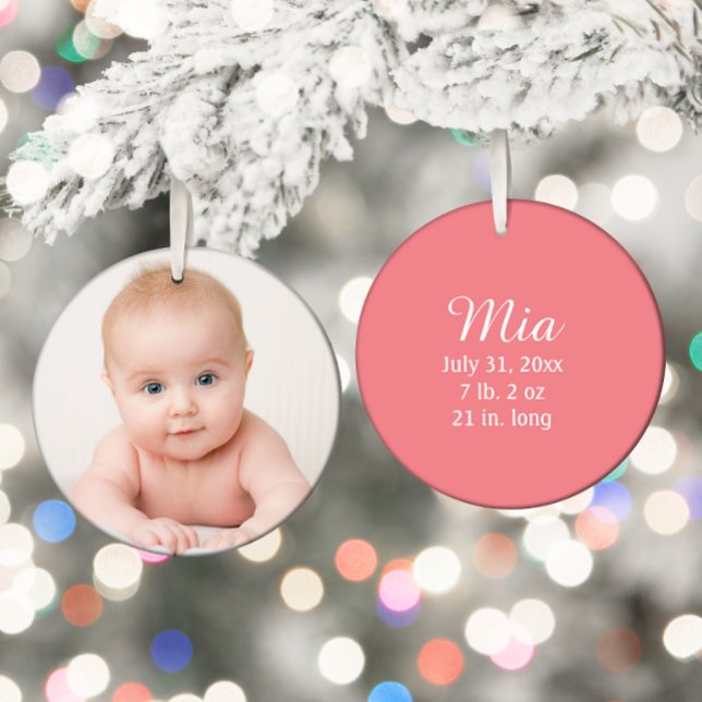 Personalised Photo Baby Birth Announcement Date Ceramic Tree Decoration (Baby's 1st Christmas ornament)