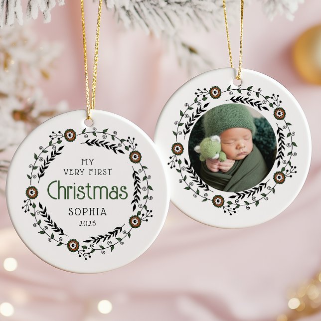 Personalised Photo Baby First Christmas Nordic Ceramic Tree Decoration (Creator Uploaded)