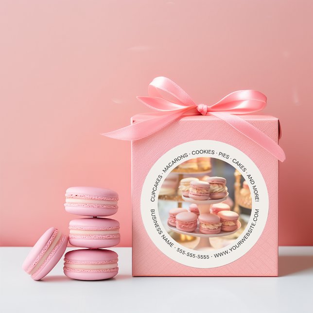 Personalised Photo Bakery Cupcake Cake Shop Classic Round Sticker (Personalized Photo Bakery Cupcake Cake Shop Classic Round Sticker by MINTIC DESIGN STUDIO)