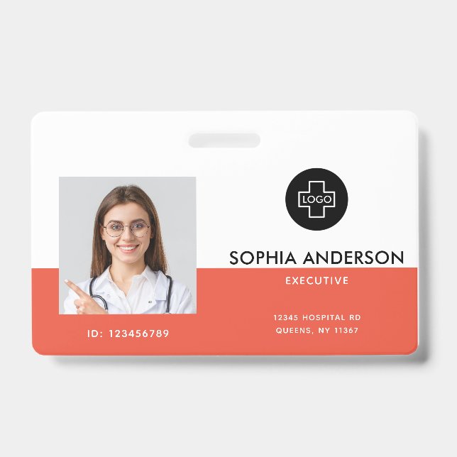 Personalised Photo, Bar Code, Logo, Name Badge ID Badge (Front)