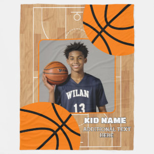 Personalised Photo Basketball Player Name Fleece Blanket