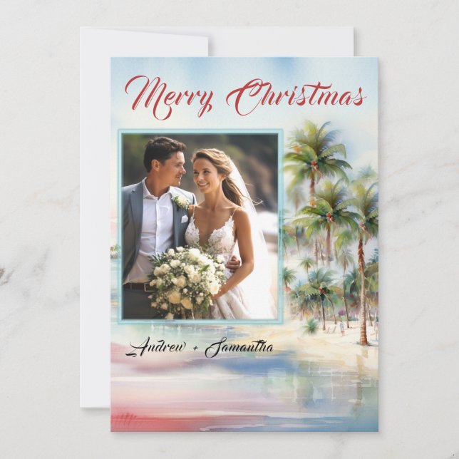 Personalised Photo Beach Christmas cards (Front)