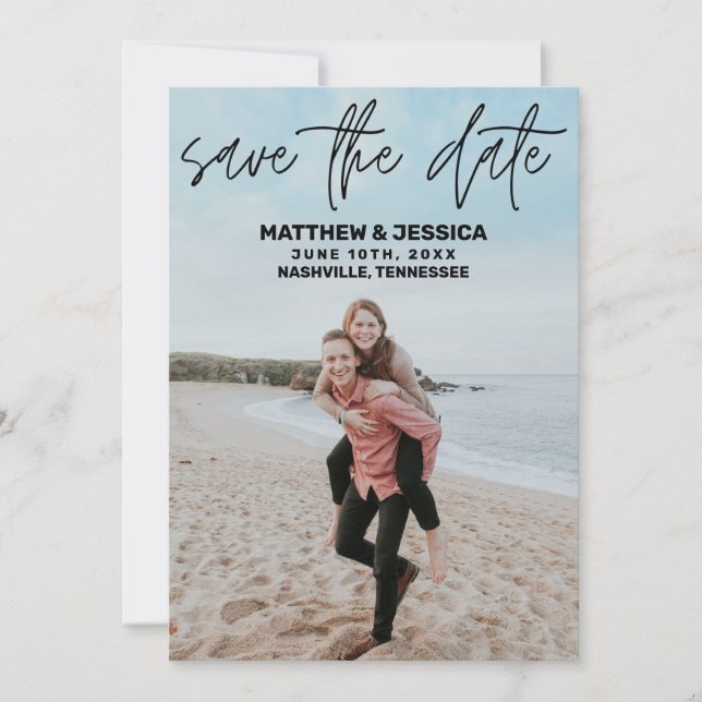 Personalised Photo Beach Save the Date (Front)