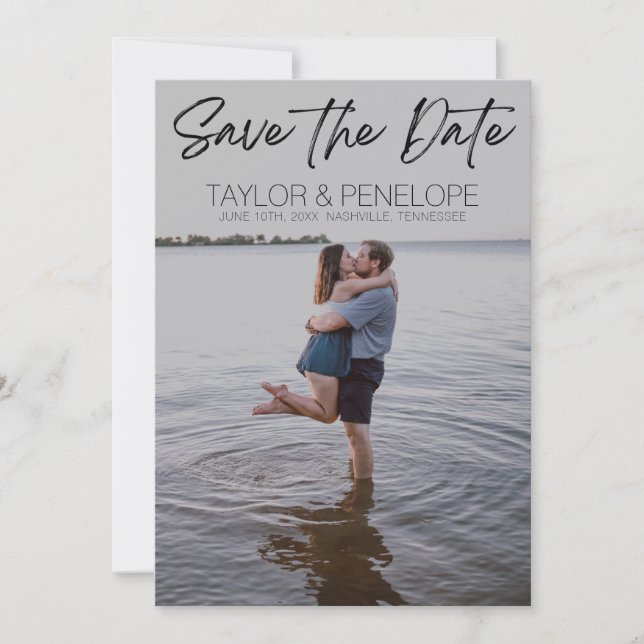 Personalised Photo Beach Wedding Save the Date (Front)