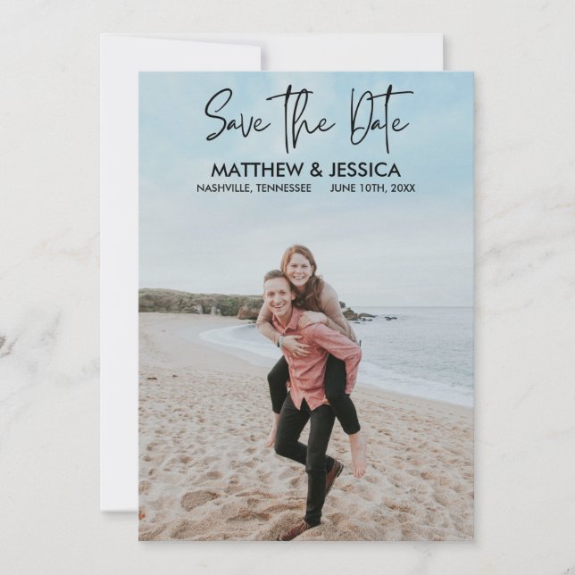 Personalised Photo Beach Wedding Save the Date (Front)