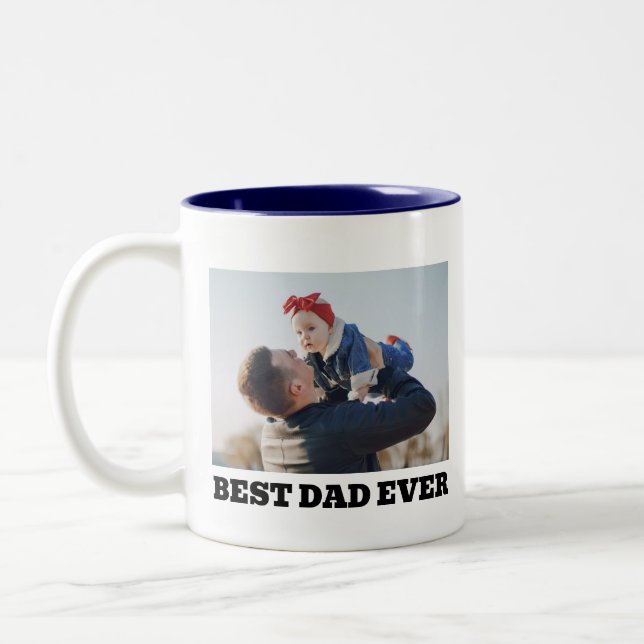 Personalised photo Best Dad Ever  Two-Tone Coffee Mug (Left)