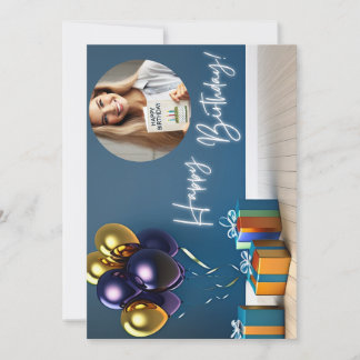 Personalised Photo Birthday Card - Balloons & Gift