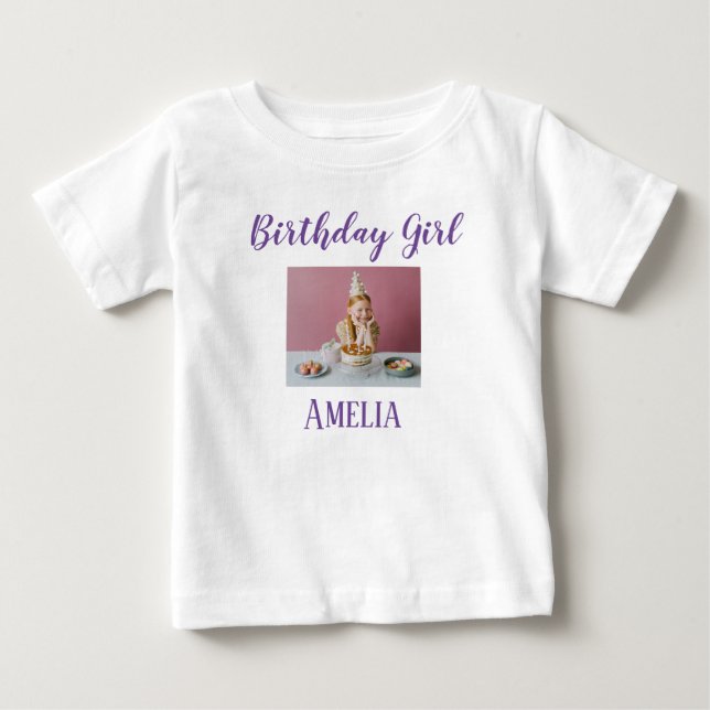 Personalised Photo Birthday Girl Baby T-Shirt (Front)