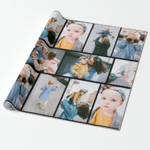 Personalised Photo Black Wrapping Paper