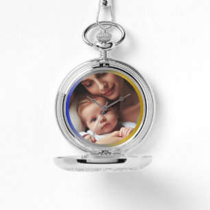 Personalised Photo Blue Silver, Gold Colour Pocket Watch
