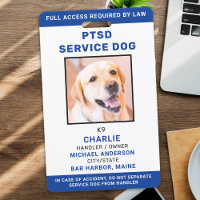 Personalised Photo Blue White PTSD Service Dog ID
