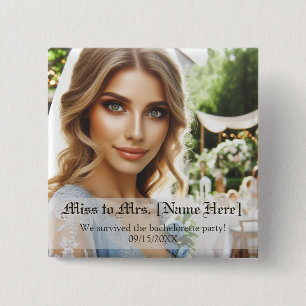 Personalised Photo Bridal Shower Favours 15 Cm Square Badge