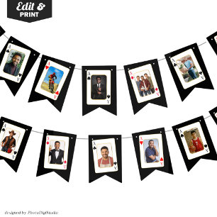 Personalised Photo Bunting, Custom Casino Poker Bunting
