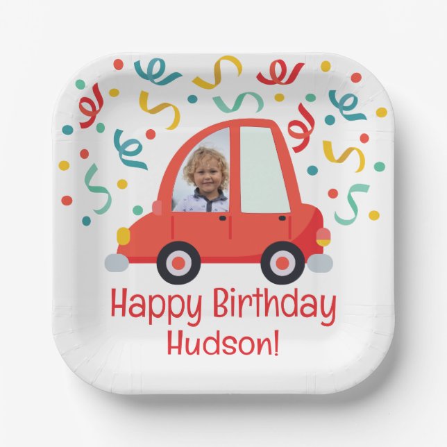 Personalised Photo Car Paper Plate (Front)