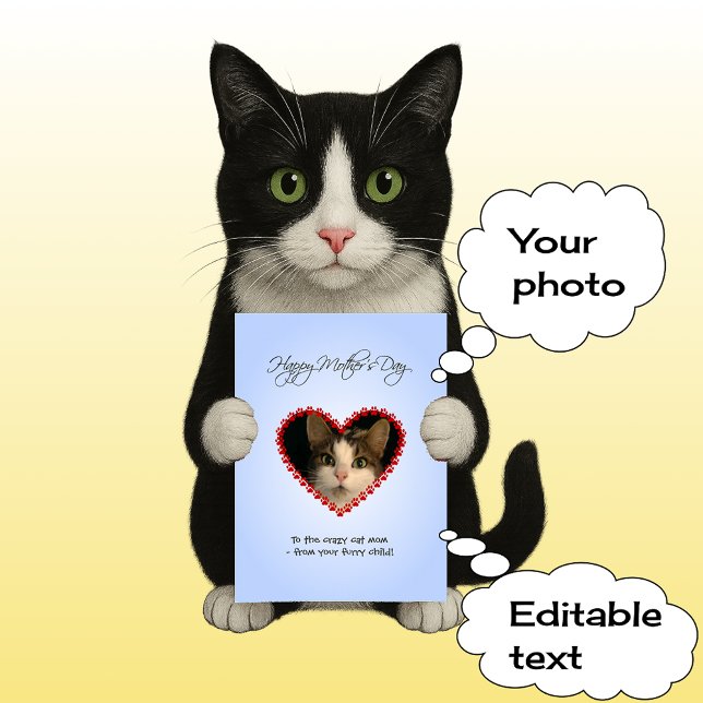 Personalised photo cat mum Mothers Day Card (Creator Uploaded)