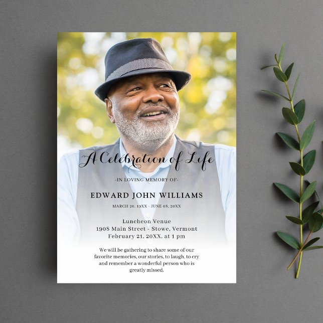 Personalised Photo Celebration of Life Funeral Invitation (Celebration of Life Photo Invitation)