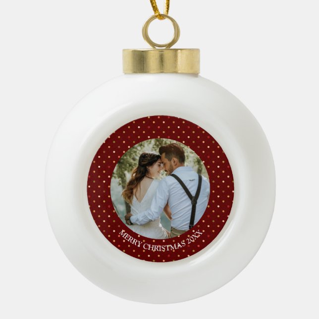 Personalised Photo Ceramic Ball Christmas Ornament (Front)