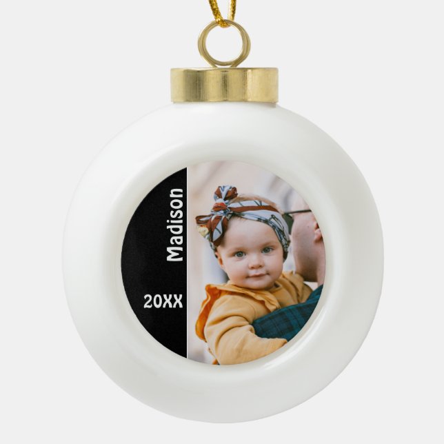 Personalised Photo Ceramic Ball Christmas Ornament (Front)