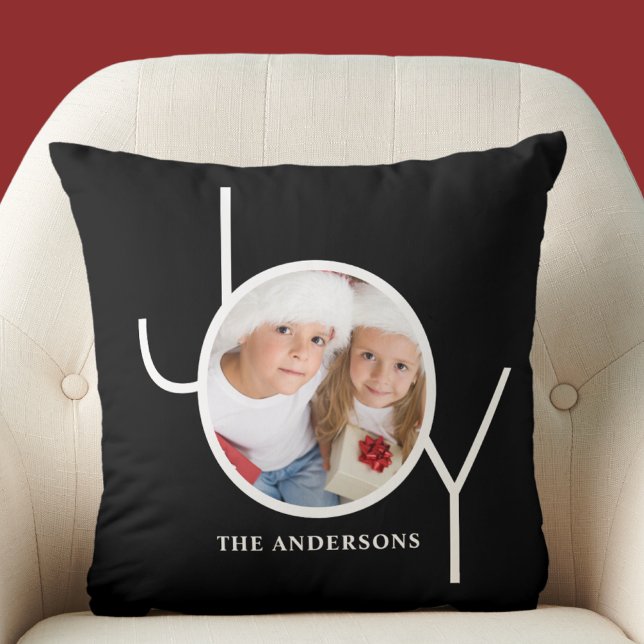 Personalised  Photo Christmas Holiday Black Cushion (Creator Uploaded)