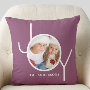 Personalised  Photo Christmas Holiday Purple Cushion