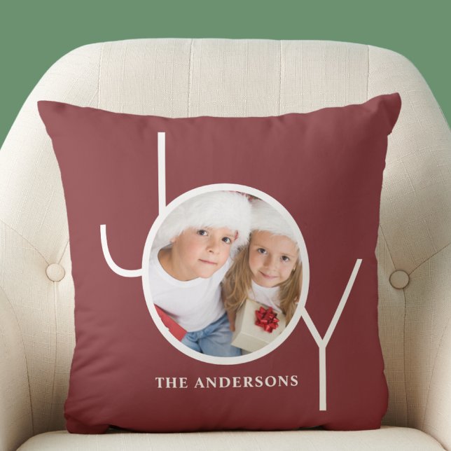 Personalised  Photo Christmas Holiday Red Cushion (Creator Uploaded)