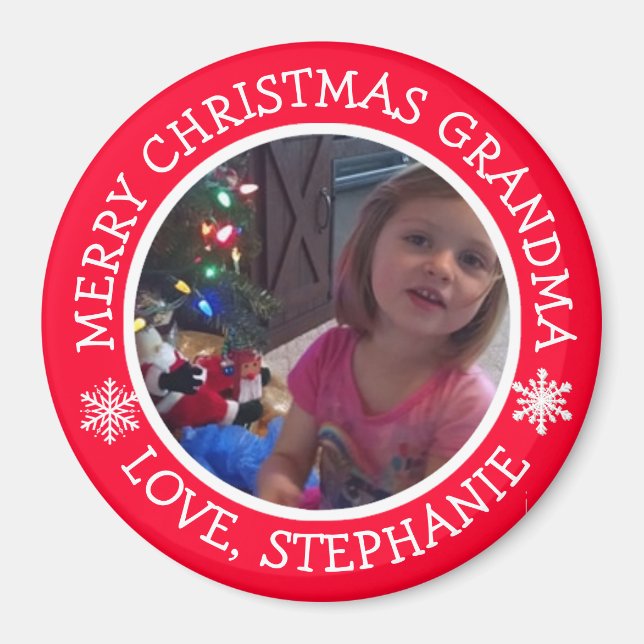 Personalised Photo Christmas Snowflakes Magnet (Front)