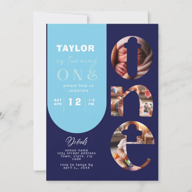 Personalised Photo Collage 1st Birthday Invitation (Front)