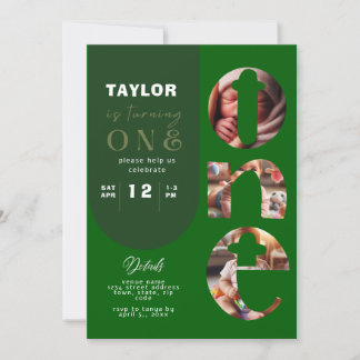 Personalised Photo Collage 1st Birthday Invitation