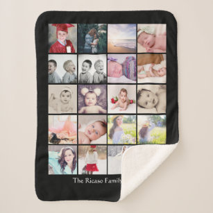 Personalised Photo Collage 20 photo One of a Kind Sherpa Blanket