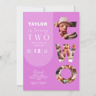 Personalised Photo Collage 2nd Birthday Invitation