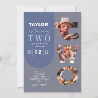 Personalised Photo Collage 2nd Birthday Invitation