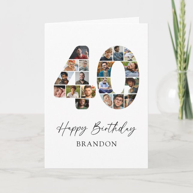 Personalised Photo Collage 40th Birthday Card (Front)