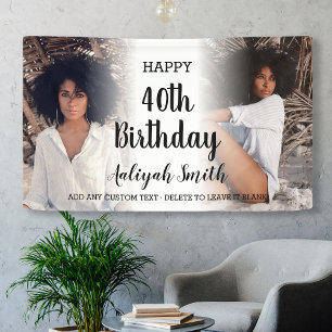Personalised Photo Collage 40th Birthday Party Banner