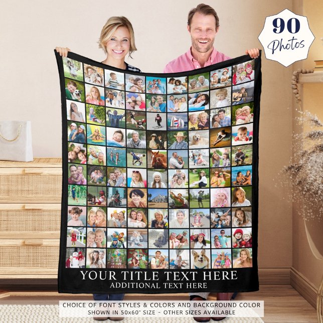 Personalised Photo Collage 90 Square Pictures Fleece Blanket (Creator Uploaded)