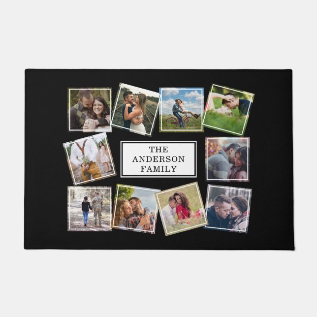 Personalised Photo Collage Black Doormat (Front)