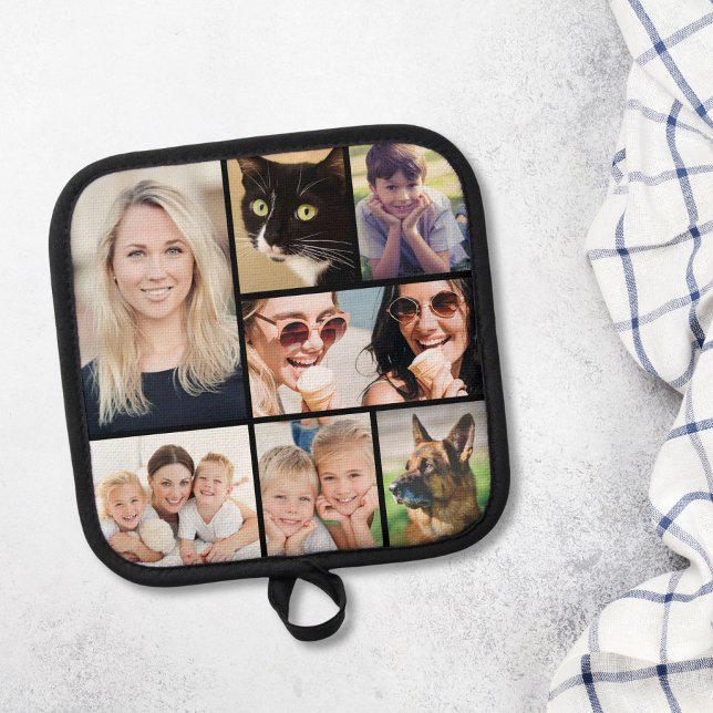 Personalised Photo Collage Black Pot Holder (Creator Uploaded)