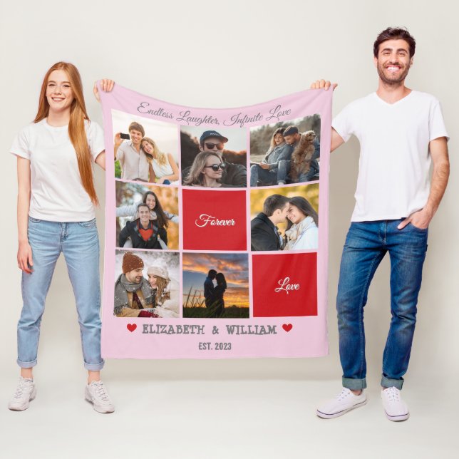 Personalised Photo Collage Blanket - Pink Version (In Situ)