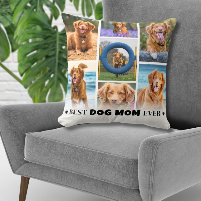 Personalised Photo Collage Dog Mum Cushion (Personalized Photo Collage Dog Mom Throw Pillow )