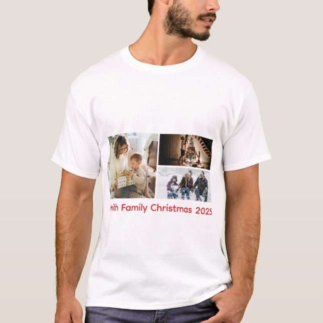 Personalised Photo Collage Family Christmas T-Shirt (Front)
