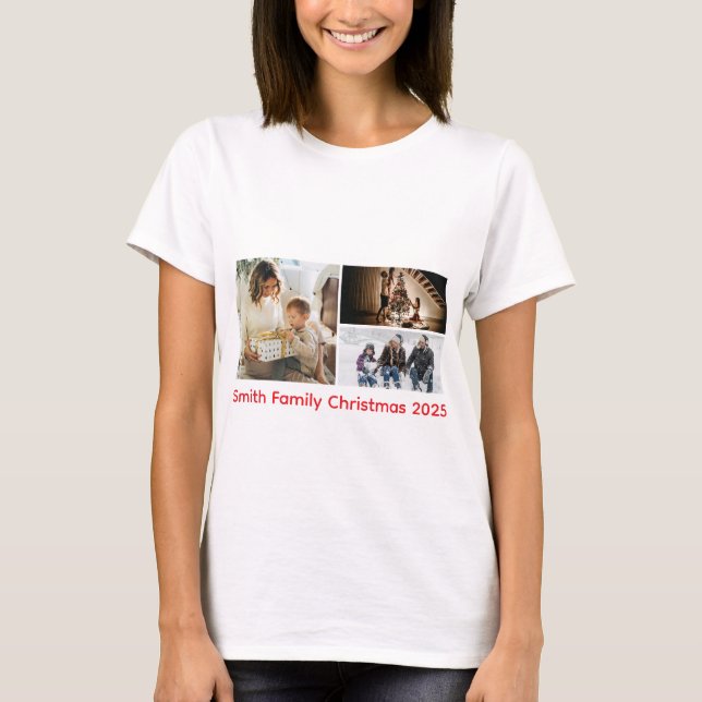 Personalised Photo Collage Family Christmas T-Shirt (Front)