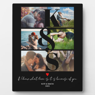 Personalised Photo Collage Gift Couples Initial Plaque