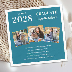 Personalised Photo Collage Graduation Fun Facts Napkin