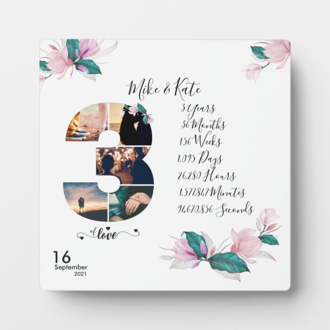 Personalised Photo collage Love Script Couple  Plaque (Front)